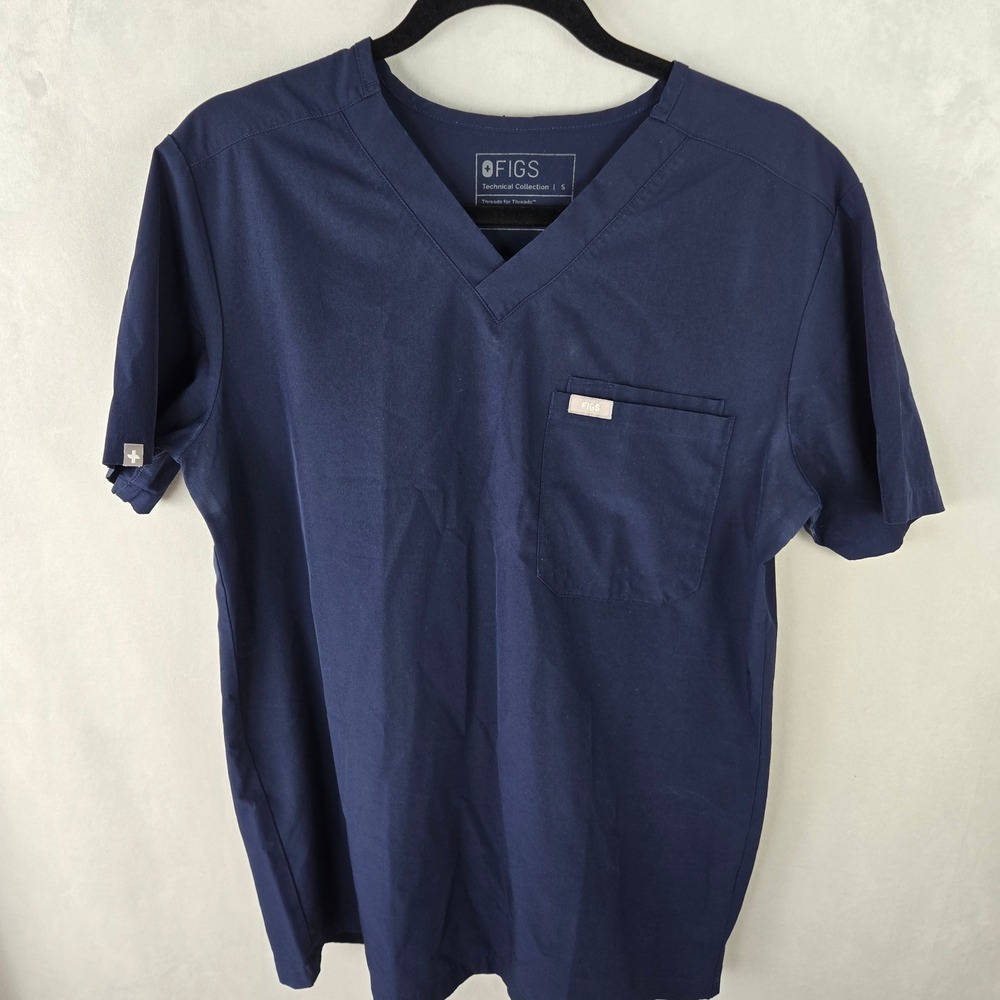 FIGS Casma V-Neck Scrub Top Navy Blue Technical Collection M21SW1017 Small